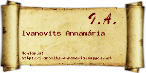 Ivanovits Annamária névjegykártya